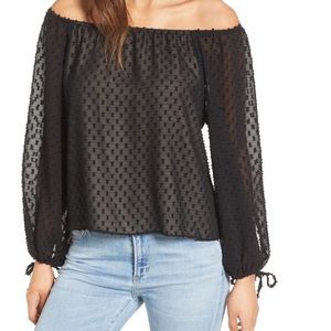 Wildfox Black Off the Shoulder Murietta Top